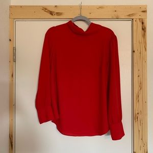 Ann Taylor Red Long Sleeve Blouse